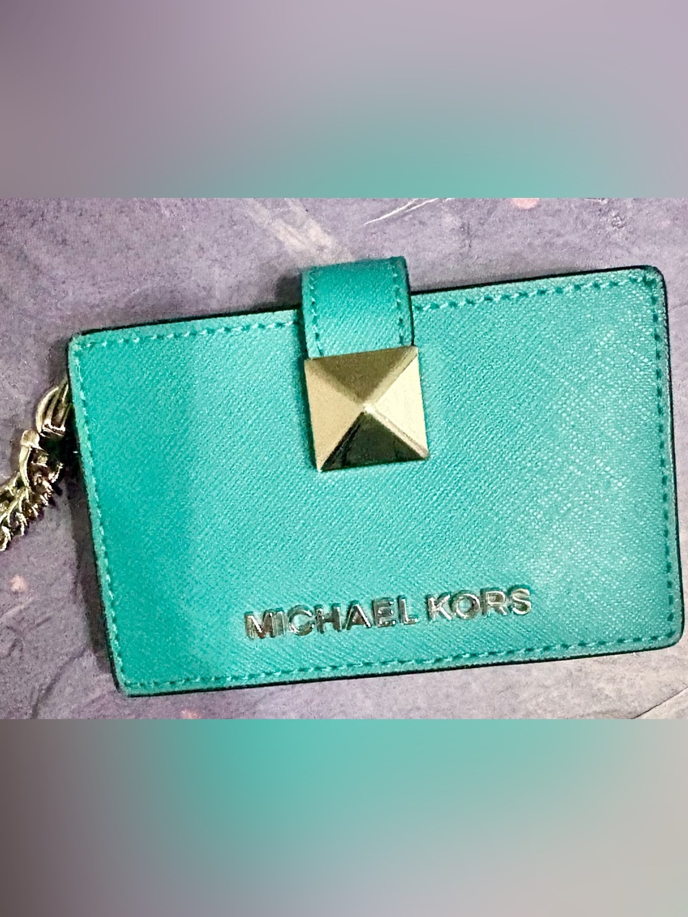 Michael Kors Turquoise Karla Accordion Card Case